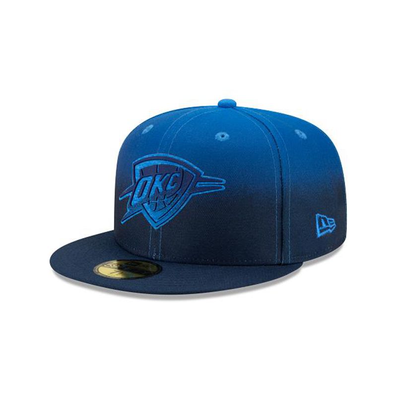 NBA Oklahoma City Thunder Back Half 59Fifty Fitted (LXU1990) - Blue New Era Caps